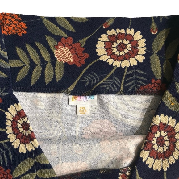 NWT LULAROE CASSIE Pencil Skirt Size 3XL Navy Blue Rust Tan Stretch Knee - Picture 7 of 7